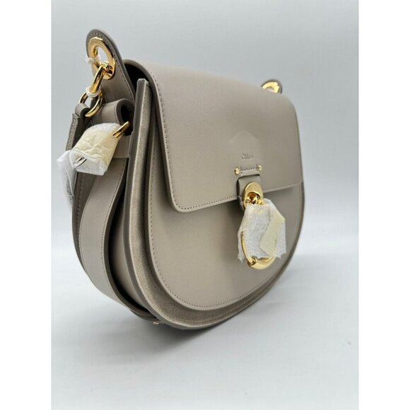 CHLOE Tess calf leather and suede small crossbody bag + Dust bag MOTTY GREY - Picture 9 of 13